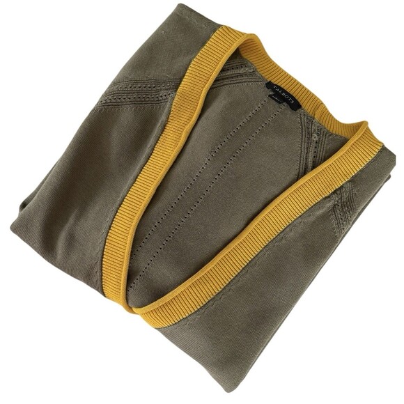 Talbots Sagebrush Olive Gold Tipped Girlfriend Cardigan Sweater Size Large - Picture 8 of 14